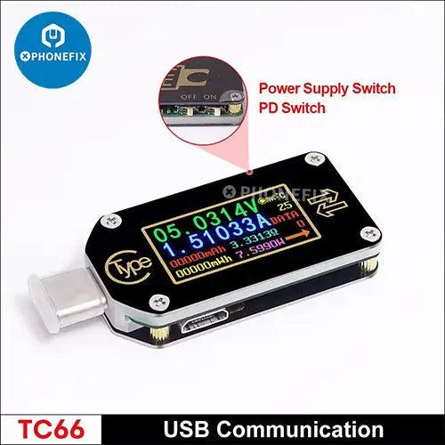 TC64 Type-C Port USB Voltage Current Multimeter Color LCD